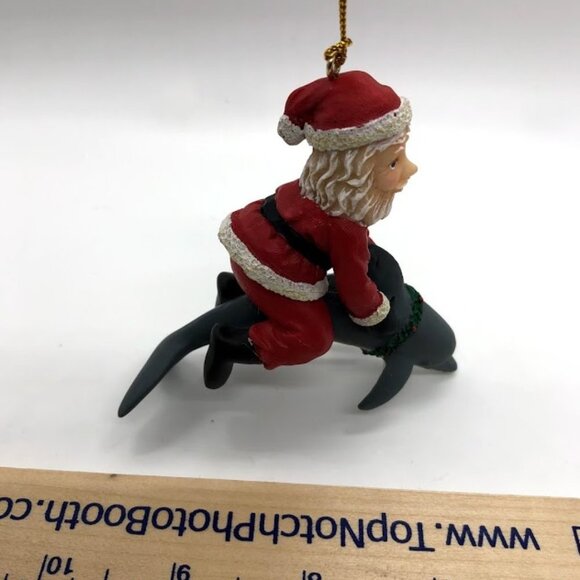 Santa Claus Riding Dolphin Ornament - Picture 6 of 7